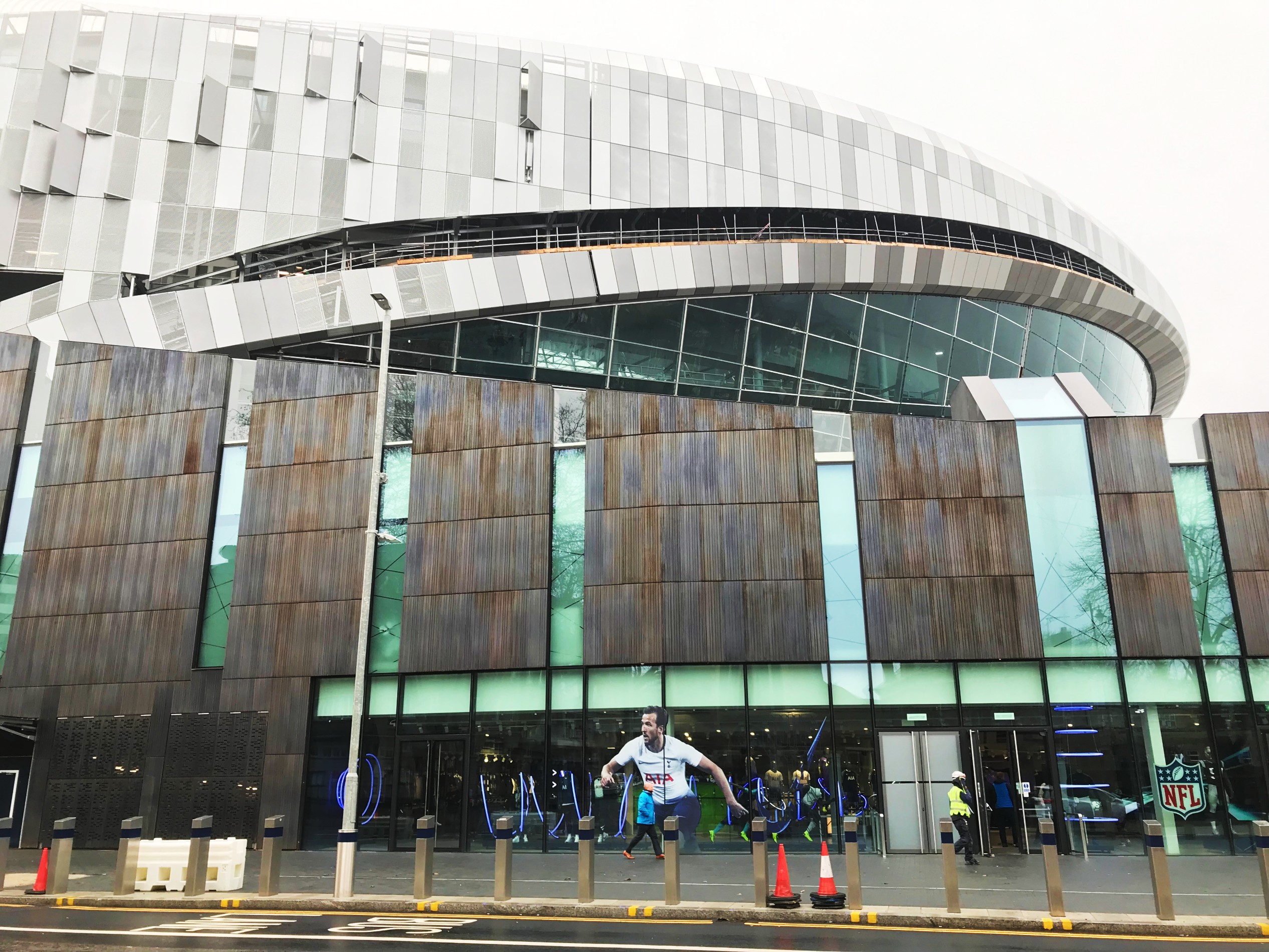 The outside of the Tottenham Hotspur stadium, during the final phases of construction