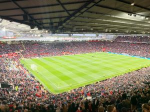 The view from the upper terraces at Old Trafford, home of Manchester United