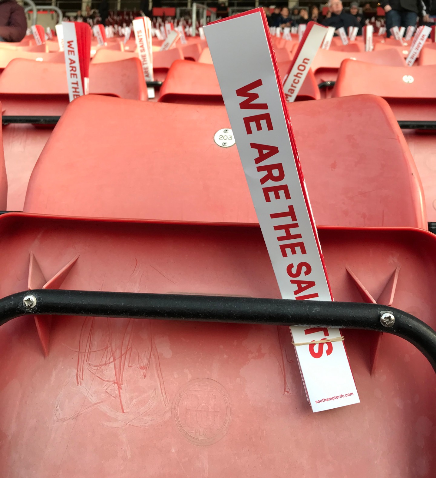 The view of empty seats at St. Mary's Statdium, home of Southampton FC