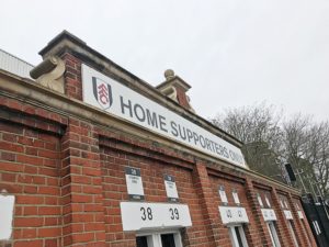 Signage of the Home Supporters entrance at Craven Cottage